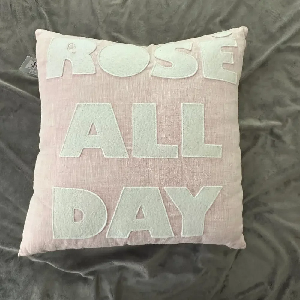 Alexandra Ferguson Pillow Pink Rose All Day Throw Accent Wine Shabby Decor